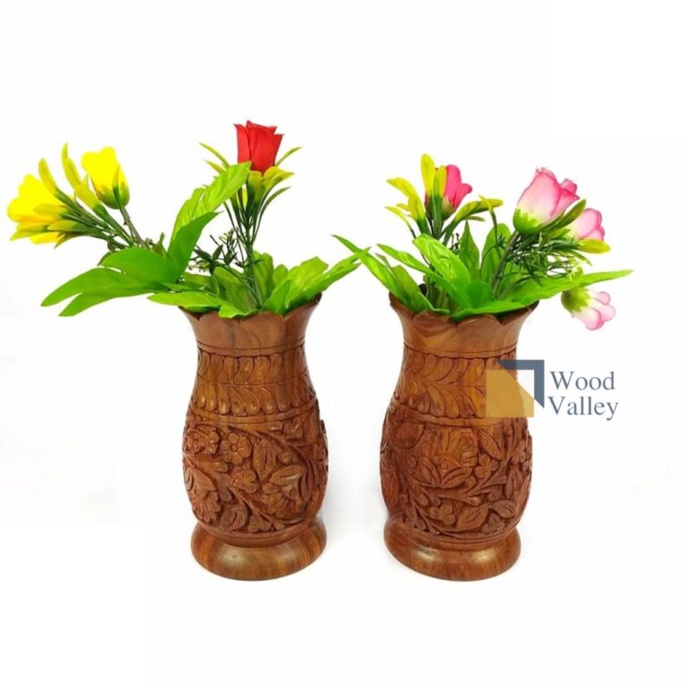 -Flower Vase Carving Pair